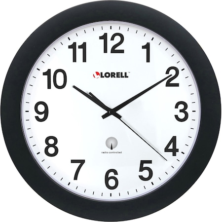 Lorell 12" Round Analog Wall Clock, Radio-Controlled LLR60997